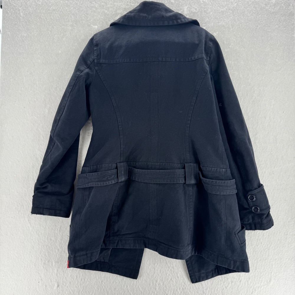 EDC by Esprit - Pea Coat Double Breasted Cotton Twill - Black - M - Womens - Picture 2 of 12